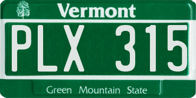 VT license plate PLX315