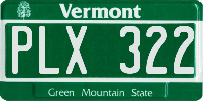 VT license plate PLX322