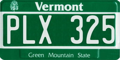 VT license plate PLX325