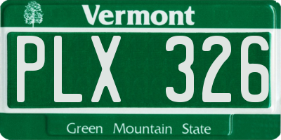 VT license plate PLX326