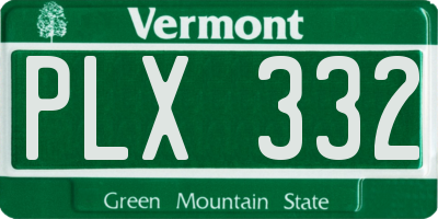 VT license plate PLX332