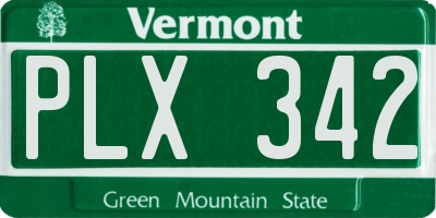 VT license plate PLX342