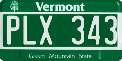 VT license plate PLX343