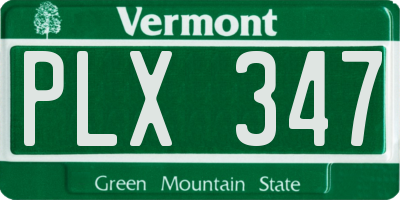 VT license plate PLX347