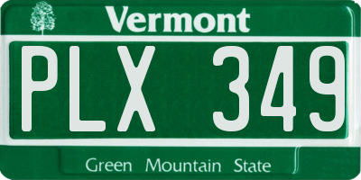 VT license plate PLX349