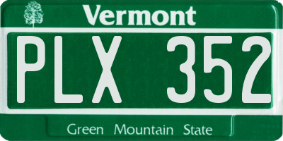 VT license plate PLX352