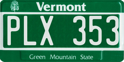 VT license plate PLX353