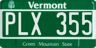 VT license plate PLX355