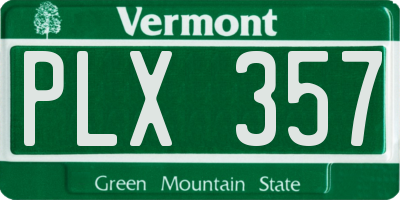 VT license plate PLX357
