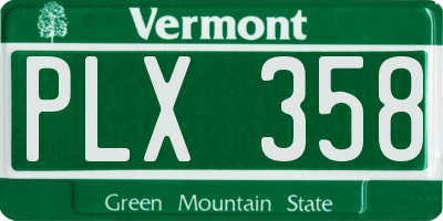 VT license plate PLX358