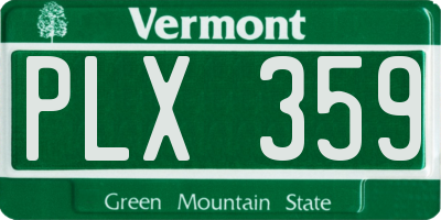 VT license plate PLX359
