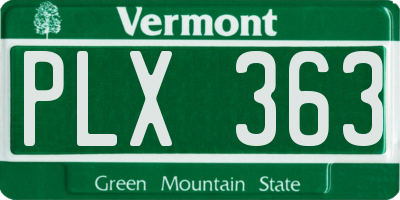 VT license plate PLX363