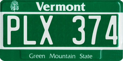 VT license plate PLX374