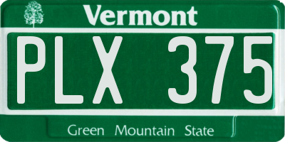 VT license plate PLX375