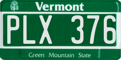 VT license plate PLX376