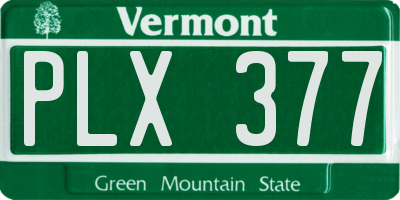 VT license plate PLX377