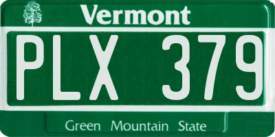 VT license plate PLX379