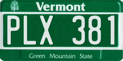 VT license plate PLX381