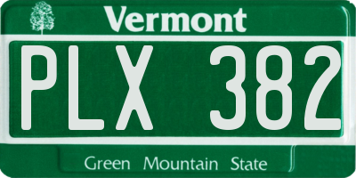 VT license plate PLX382