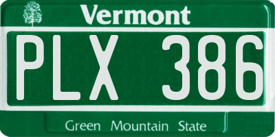VT license plate PLX386