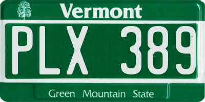 VT license plate PLX389