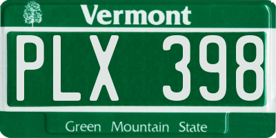 VT license plate PLX398