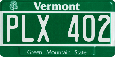 VT license plate PLX402