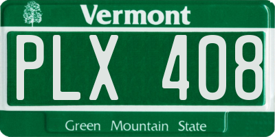VT license plate PLX408