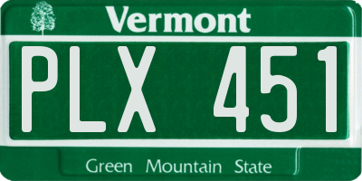 VT license plate PLX451