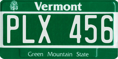 VT license plate PLX456