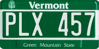 VT license plate PLX457