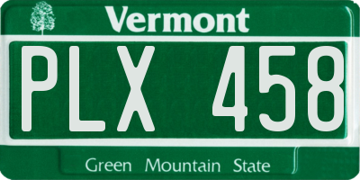 VT license plate PLX458