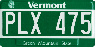 VT license plate PLX475