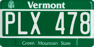 VT license plate PLX478