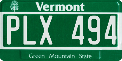 VT license plate PLX494