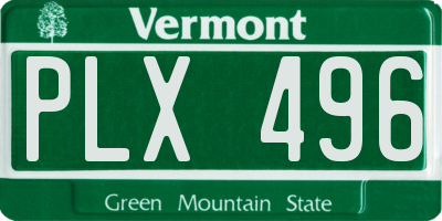 VT license plate PLX496