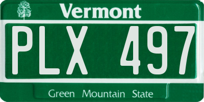 VT license plate PLX497