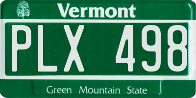 VT license plate PLX498