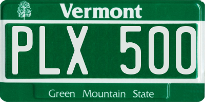 VT license plate PLX500