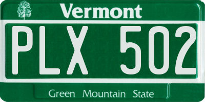 VT license plate PLX502