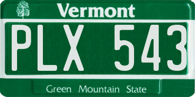 VT license plate PLX543