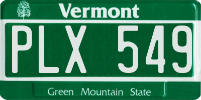 VT license plate PLX549