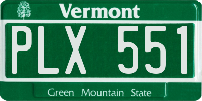 VT license plate PLX551