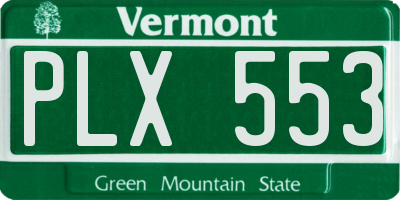 VT license plate PLX553