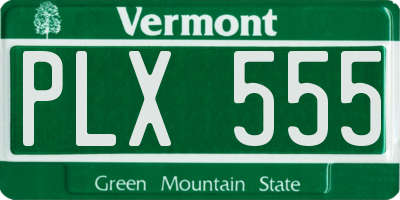 VT license plate PLX555