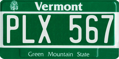 VT license plate PLX567