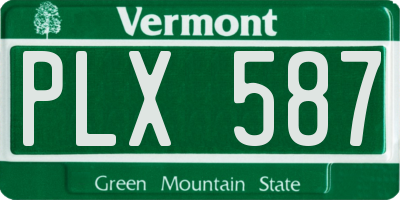VT license plate PLX587