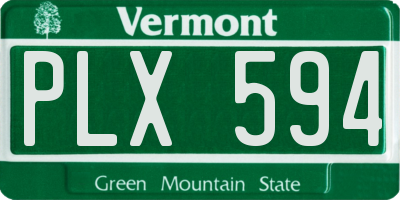 VT license plate PLX594