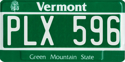 VT license plate PLX596