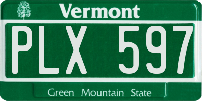 VT license plate PLX597